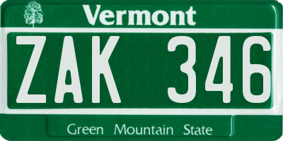 VT license plate ZAK346