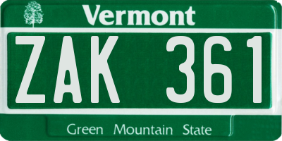 VT license plate ZAK361
