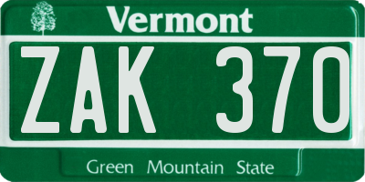 VT license plate ZAK370