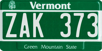 VT license plate ZAK373