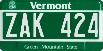 VT license plate ZAK424