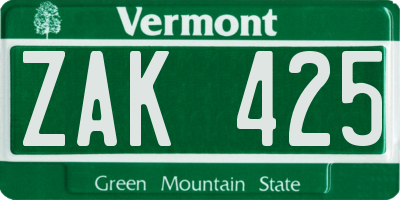 VT license plate ZAK425