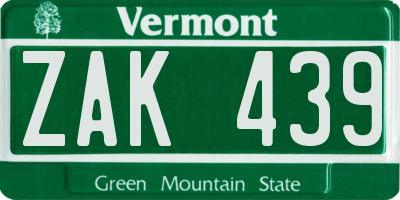 VT license plate ZAK439