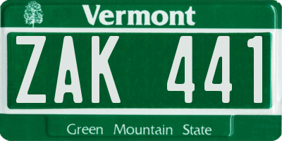 VT license plate ZAK441