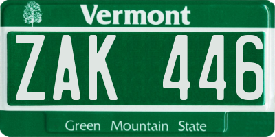 VT license plate ZAK446