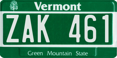 VT license plate ZAK461