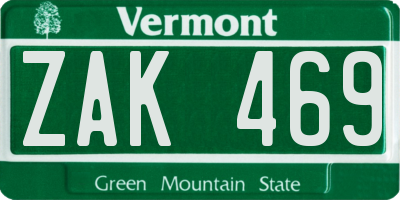 VT license plate ZAK469