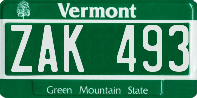 VT license plate ZAK493