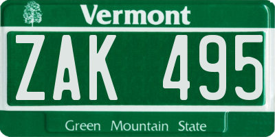 VT license plate ZAK495