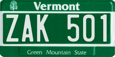 VT license plate ZAK501