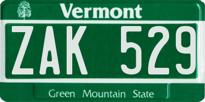 VT license plate ZAK529