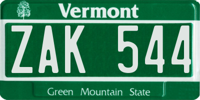 VT license plate ZAK544