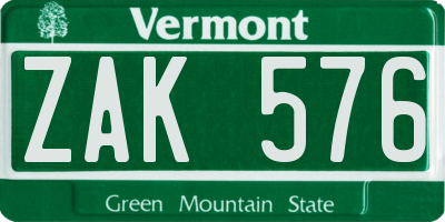 VT license plate ZAK576