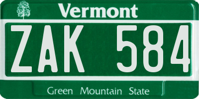 VT license plate ZAK584