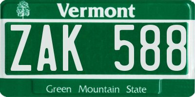 VT license plate ZAK588