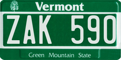 VT license plate ZAK590