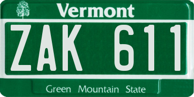VT license plate ZAK611