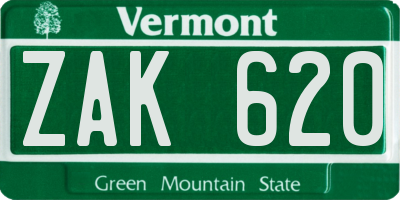 VT license plate ZAK620