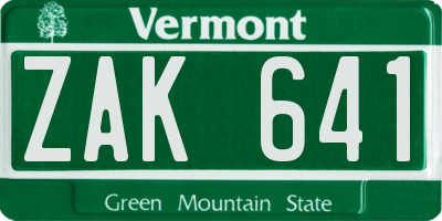 VT license plate ZAK641