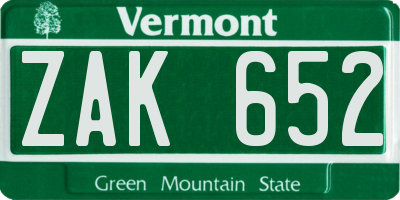 VT license plate ZAK652