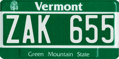 VT license plate ZAK655
