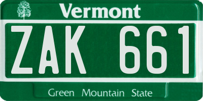 VT license plate ZAK661