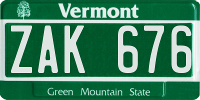 VT license plate ZAK676