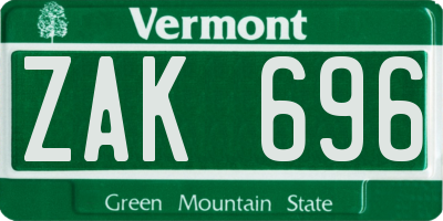 VT license plate ZAK696
