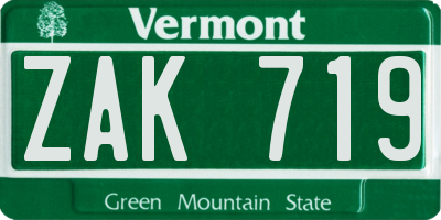 VT license plate ZAK719