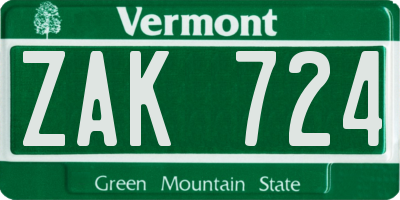 VT license plate ZAK724