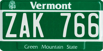 VT license plate ZAK766