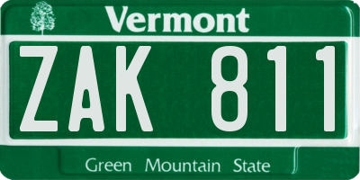 VT license plate ZAK811