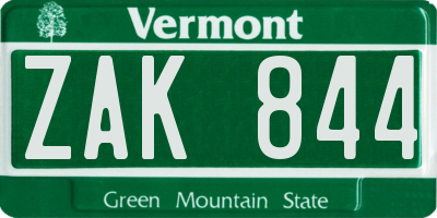 VT license plate ZAK844