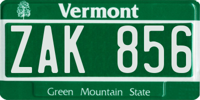 VT license plate ZAK856