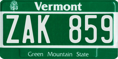 VT license plate ZAK859