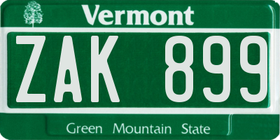 VT license plate ZAK899