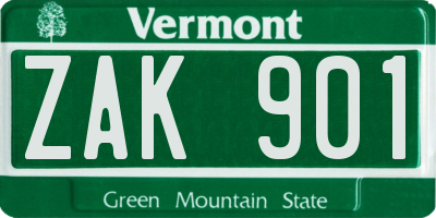 VT license plate ZAK901