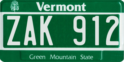 VT license plate ZAK912