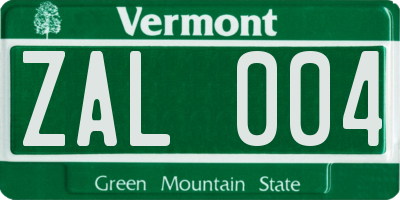 VT license plate ZAL004
