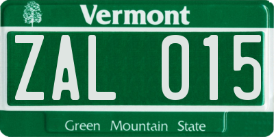 VT license plate ZAL015