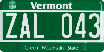 VT license plate ZAL043