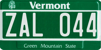 VT license plate ZAL044