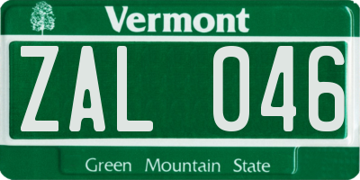 VT license plate ZAL046