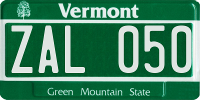 VT license plate ZAL050