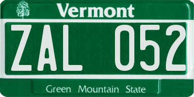 VT license plate ZAL052