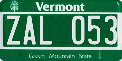VT license plate ZAL053