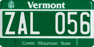 VT license plate ZAL056
