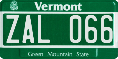 VT license plate ZAL066