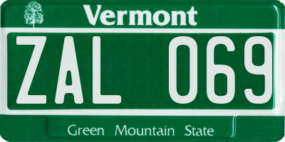 VT license plate ZAL069