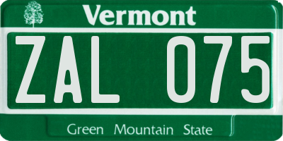 VT license plate ZAL075
